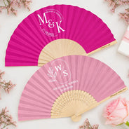 Grateful,Gift For Bestie,Wedding,Monogram - Monogram Couple's Names Wedding - Personalized Hand Folding Fans