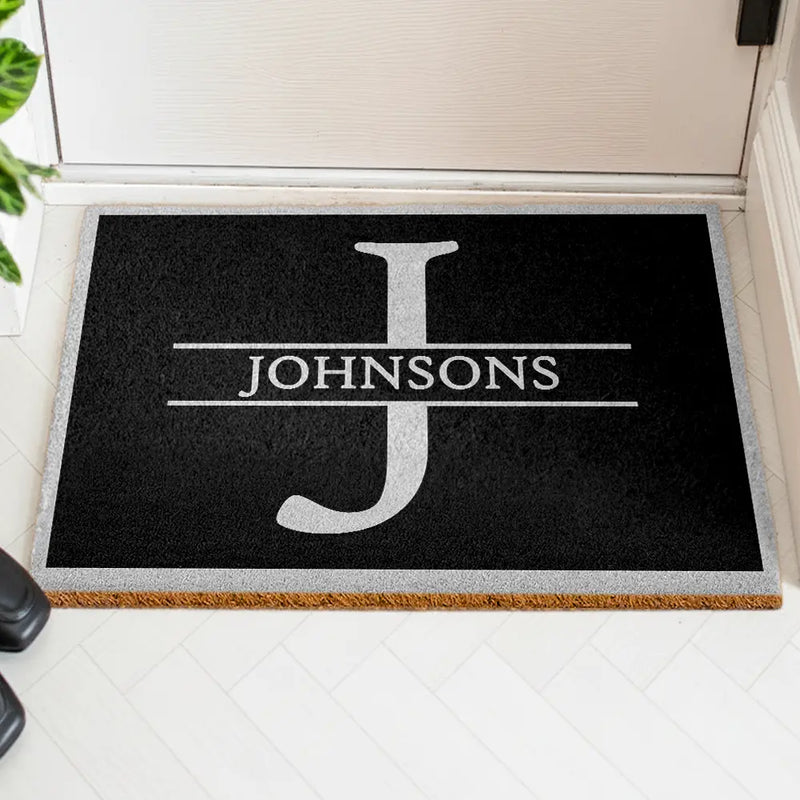 Family, Parents, Gift For Kids, Happy - Monogram Family Name - Personalized Coconut Doormat