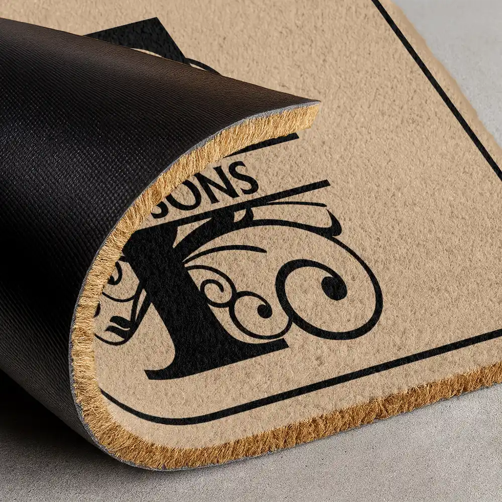 Family, Parents, Gift For Kids, Happy - Monogram Family Name - Personalized Coconut Doormat