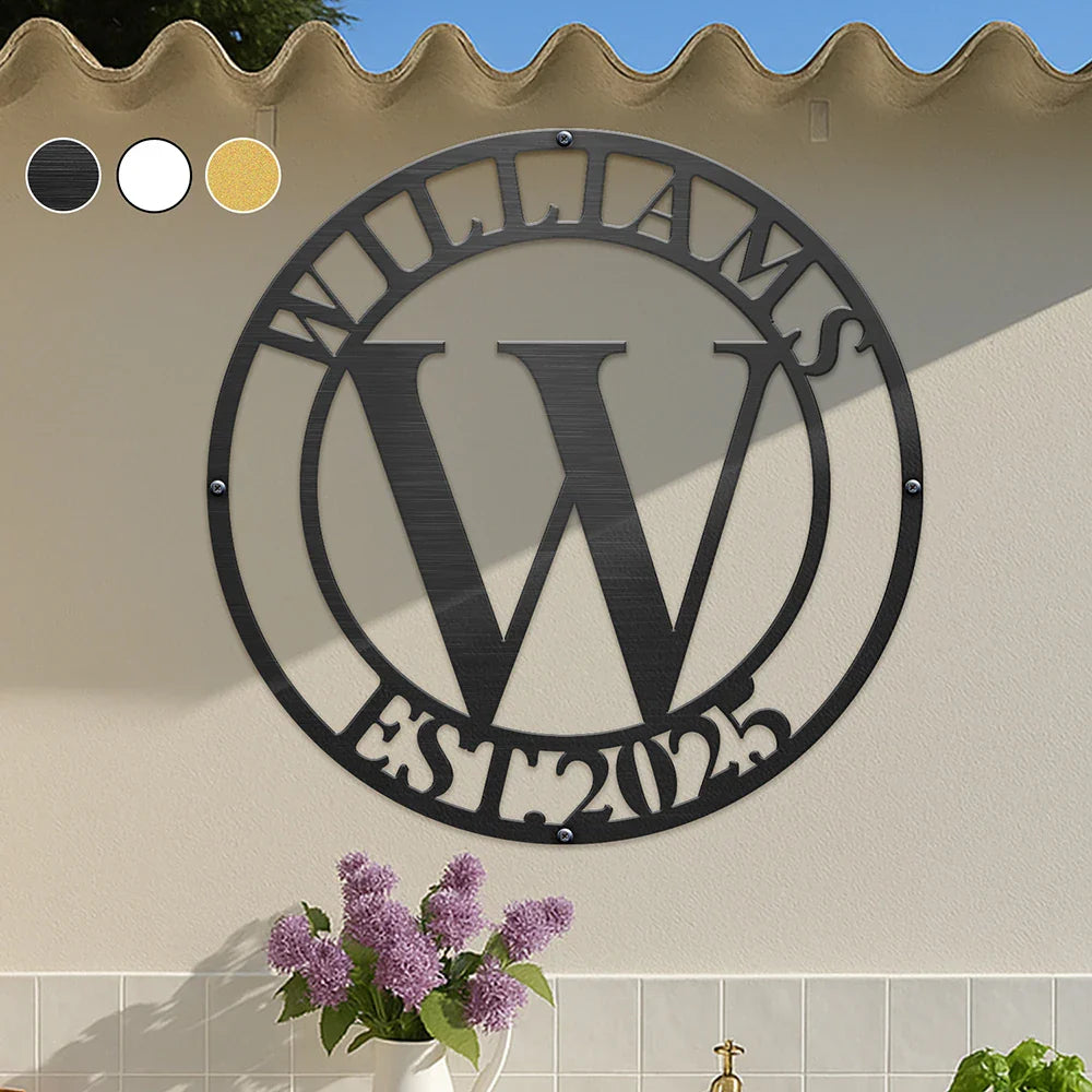 Monogram Family Name - Personalized Cutout Metal Sign
