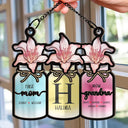 Gift For Mother,Gift For Grandma,Love - Monogram Flower Jar First Mom Now Grandma - Personalized Window Hanging Suncatcher Ornament