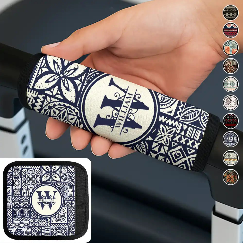 Monogram Initial Tribal Pattern - Personalized Luggage Handle Wrap