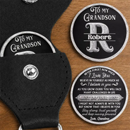 Grandpa - Grandkids,Gift For Grandkids,Inspirational,Gift For Grandpa,Monogram,Custom Text - Monogram Just Do Your Best Gift For Grandkids 3D Metallic Effect - Personalized Leather Pocket Hug