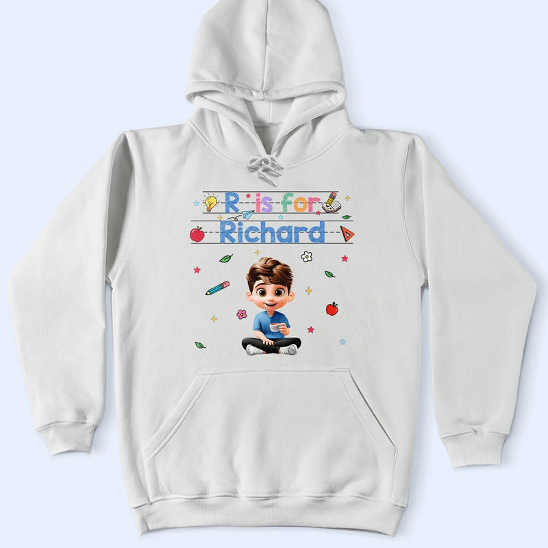 Gift For Kids,Back To School,Happy - Monogram Kid Is For - Personalized T Shirt