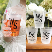 Gift For Couples, Wedding, Romantic, Monogram - Monogram Monogram Couple's Names - Personalized Frosted Cups