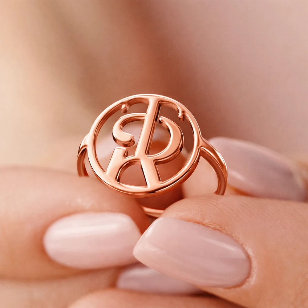 Gift For Couples,Gift For Wife,Gift For Girlfriend,Love,Gift For Women,Gift For Mother - Monogram Monogram Interwined Initials Couple Women - Personalized Custom Shaped Ring