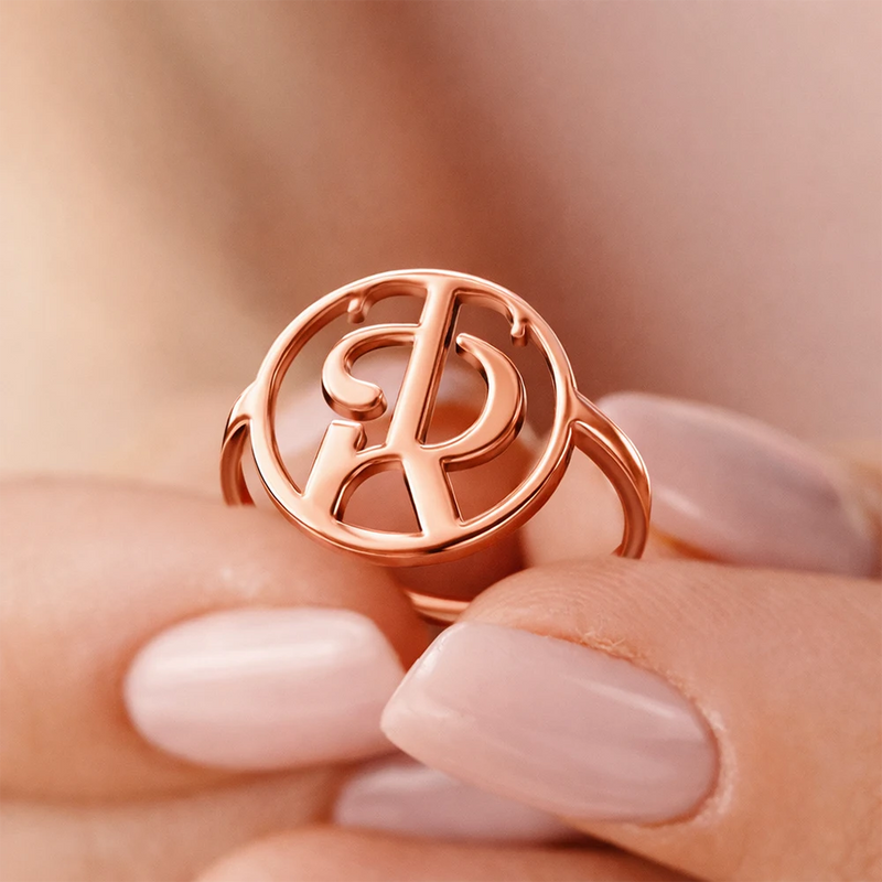 Gift For Couples,Gift For Wife,Gift For Girlfriend,Love,Gift For Women,Gift For Mother - Monogram Monogram Interwined Initials Couple Women - Personalized Custom Shaped Ring