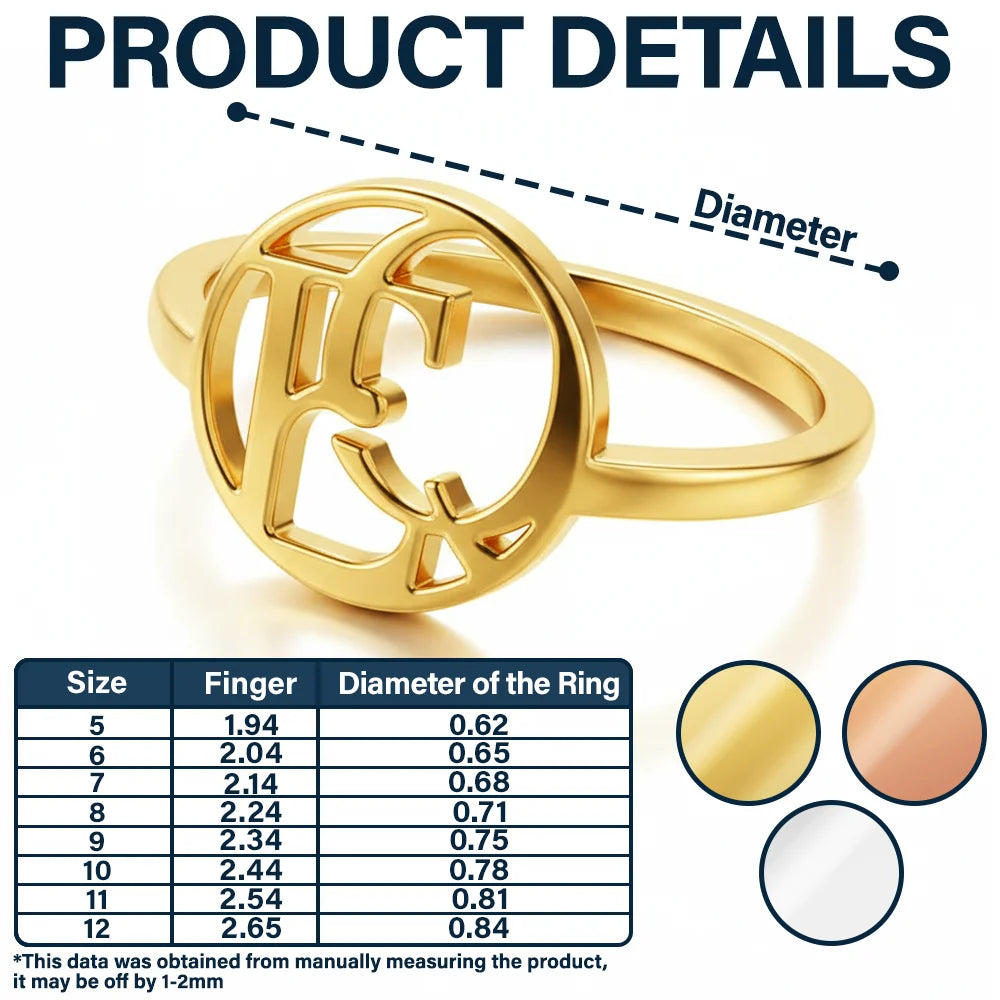 Gift For Couples,Gift For Wife,Gift For Girlfriend,Love,Gift For Women,Gift For Mother - Monogram Monogram Interwined Initials Couple Women - Personalized Custom Shaped Ring