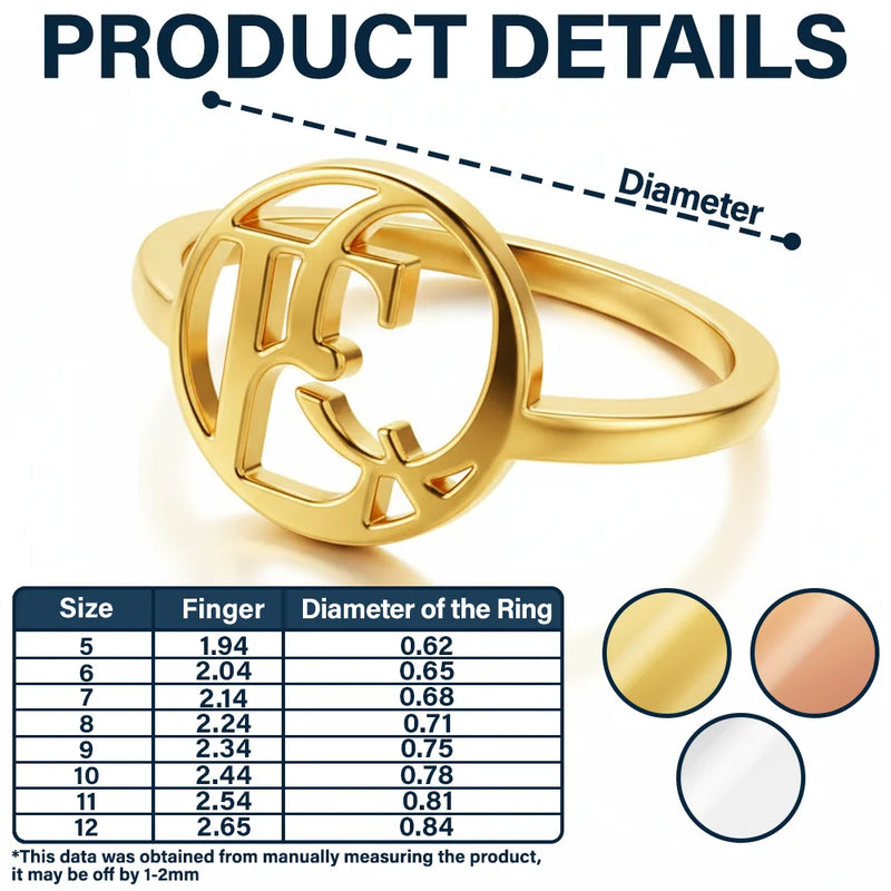 Gift For Couples,Gift For Wife,Gift For Girlfriend,Love,Gift For Women,Gift For Mother - Monogram Monogram Interwined Initials Couple Women - Personalized Custom Shaped Ring