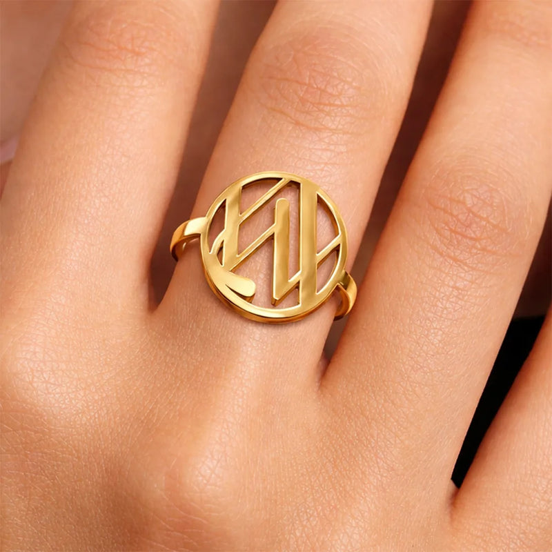 Gift For Couples,Gift For Wife,Gift For Girlfriend,Love,Gift For Women,Gift For Mother - Monogram Monogram Interwined Initials Couple Women - Personalized Custom Shaped Ring