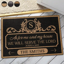 Family, Parents, Happy - Monogram Monogram We Will Serve The Lord - Personalized Doormat