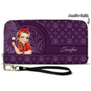 Gift For Mother,Gift For Yourself,Happy - Monogram Simple Style - Personalized Leather Long Wallet