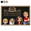 Family,Happy - Monogram Style Family Name & Member - Personalized Doormat