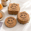 Romantic,Gift For Couples,Wedding,Monogram - Monogram Wedding Couple Name - Personalized Cork Coaster