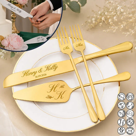 Monogram Wedding Couple Names - Personalized Cake Cutting Set