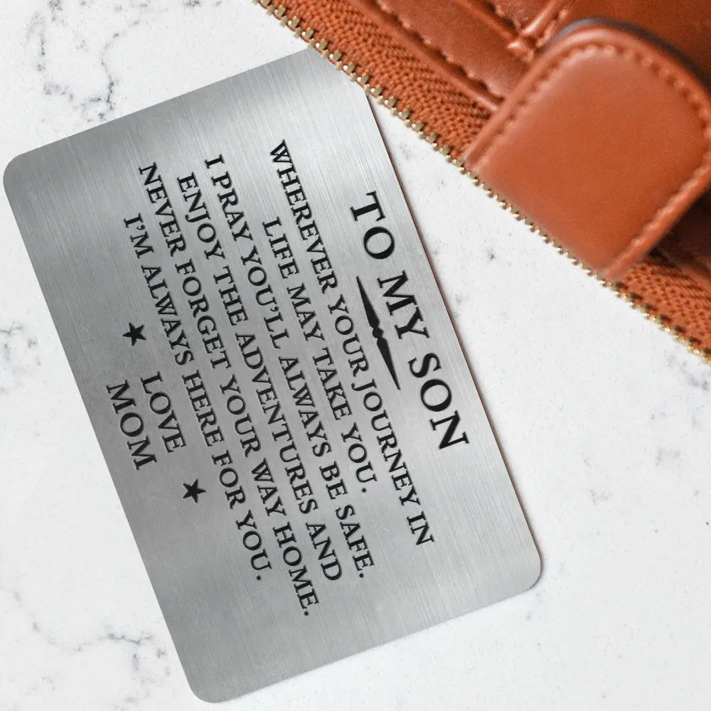 Gift For Father,Gift For Grandpa,Non-Eng,Monogram,Inspirational - Monogram Wherever Your Journey In Life May Take You - Personalized Aluminum Wallet Card