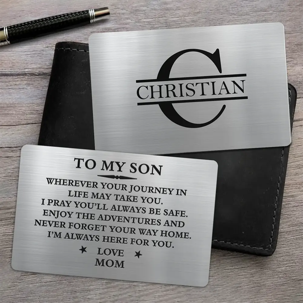Gift For Father,Gift For Grandpa,Non-Eng,Monogram,Inspirational - Monogram Wherever Your Journey In Life May Take You - Personalized Aluminum Wallet Card