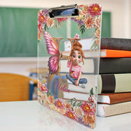 Gift For Yourself,Happy - Monogrammed Alphabet Butterfly - Personalized Acrylic Clipboard
