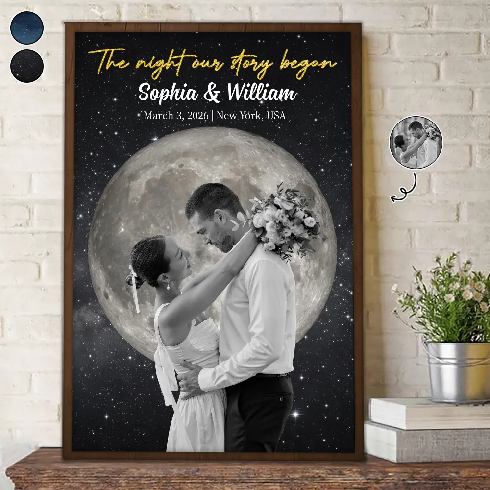 Moon Phase Custom Photo The Night Our Story Began - Personalized Poster