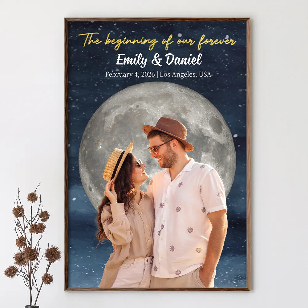 Gift For Couples,Gift For Boyfriend,Gift For Girlfriend,Gift For Wife,Gift For Husband,Love - Moon Phase Custom Photo The Night Our Story Began - Personalized Poster
