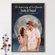 Gift For Couples,Gift For Boyfriend,Gift For Girlfriend,Gift For Wife,Gift For Husband,Love - Moon Phase Custom Photo The Night Our Story Began - Personalized Poster