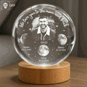 Gift For Mother,Gift For Grandma,Gift For Father,Gift For Grandpa,Love - Moon Phase Custom Photo We Love You To The Moon And Back - Personalized Crystal Globe Lamp