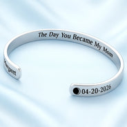 New Dad,New Mom,New baby,Gift For Father,Gift For Mother,Happy - Moon Phase Icon The Day You Became My Dad Mom - Personalized Bangle Bracelet Cuff