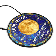Gift For Couples,Gift For Husband,Gift For Wife,Gift For Boyfriend,Gift For Girlfriend,Parents,Gift For Mother,Gift For Father,Married ,Engaged,Love - Moon Phase The Beginning Of Our Forever - Personalized Stained Glass Window Hanging Suncatcher