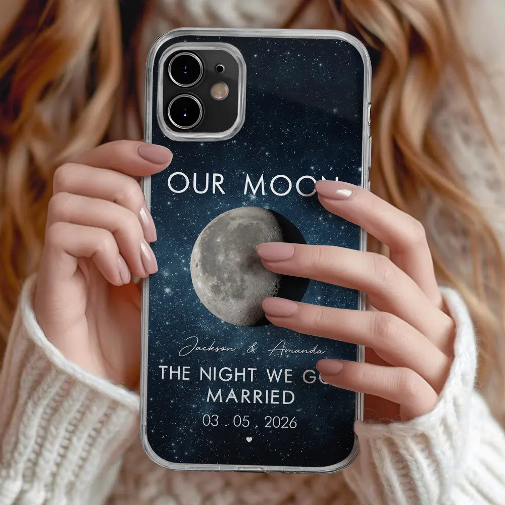 Gift For Couples,Gift For Husband,Gift For Wife,Gift For Boyfriend,Gift For Girlfriend,Parents,Gift For Mother,Gift For Father,Married ,Engaged,Love - Moon Phase The Beginning Of Our Forever - Personalized Clear Phone Case