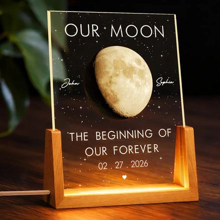 Moon Phase The Beginning Of Our Forever - Personalized Night Light
