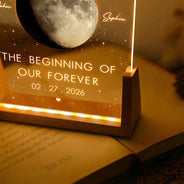 Gift For Couples,Gift For Husband,Gift For Wife,Gift For Boyfriend,Gift For Girlfriend,Parents,Gift For Mother,Gift For Father,Married ,Engaged,Love - Moon Phase The Beginning Of Our Forever - Personalized Night Light