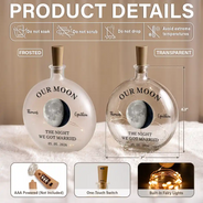 Anniversary,Christmas,Romantic,Gift For Couples,Moon Phase - Moon Phase The Beginning Of Our Forever Couple - Personalized Round Flat Bottle Light