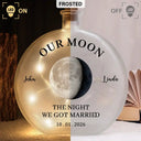 Anniversary,Christmas,Romantic,Gift For Couples,Moon Phase - Moon Phase The Beginning Of Our Forever Couple - Personalized Round Flat Bottle Light