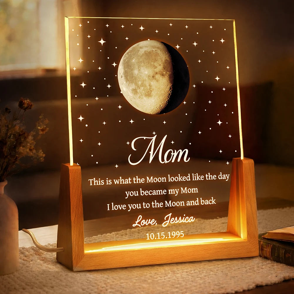 Moon Phase The Date You Became My Mom - Personalized Night Light