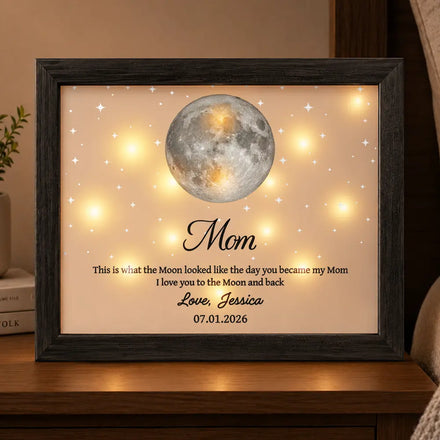 Moon Phase The Day You Became My Mom - Personalized LED Light Shadow Box