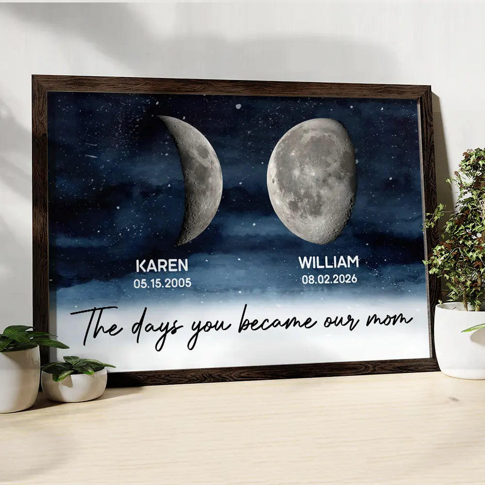 Love,Family,Parents,Gift For Grandparents,Gift For Mother,Gift For Father - Moon Phase The Day You Became Our Dad - Personalized Poster