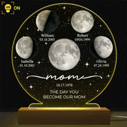 Gift For Mother,Gift For Grandma,Gift For Father,Gift For Grandpa,Love - Moon Phase We Love You To The Moon And Back - Personalized 3D Led Light Wooden Base
