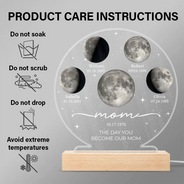 Gift For Mother,Gift For Grandma,Gift For Father,Gift For Grandpa,Love - Moon Phase We Love You To The Moon And Back - Personalized 3D Led Light Wooden Base