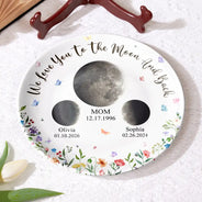 Gift For Mother,Gift For Grandma,Gift For Father,Gift For Grandpa,Love - Moon Phase We Love You To The Moon And Back - Personalized Ceramic Plate