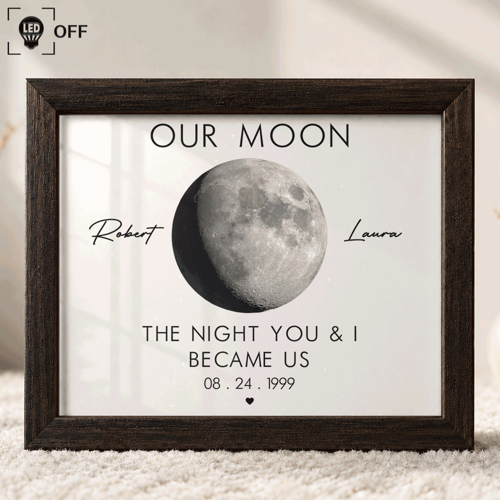 Anniversary,Romantic,Gift For Couples,Moon Phase - Moon Phase The Beginning Of Our Forever - Personalized LED Light Shadow Box