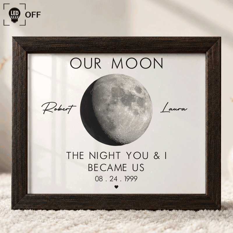 Moon Phase The Beginning Of Our Forever - Personalized LED Light Shadow Box