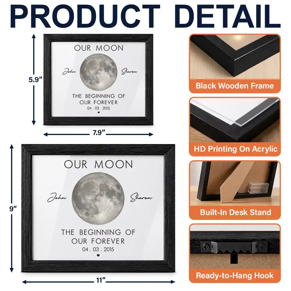 Moon Phase The Beginning Of Our Forever - Personalized LED Light Shadow Box