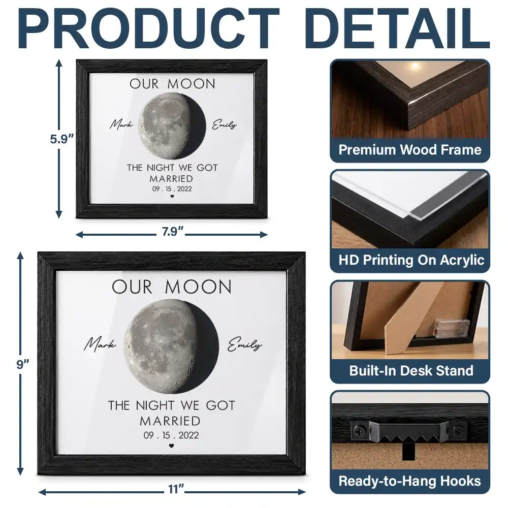 Anniversary,Romantic,Gift For Couples,Moon Phase - Moon Phase The Beginning Of Our Forever - Personalized LED Light Shadow Box