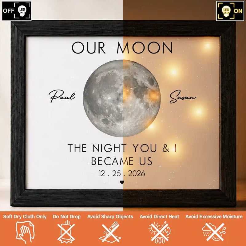 Moon Phase The Beginning Of Our Forever - Personalized LED Light Shadow Box