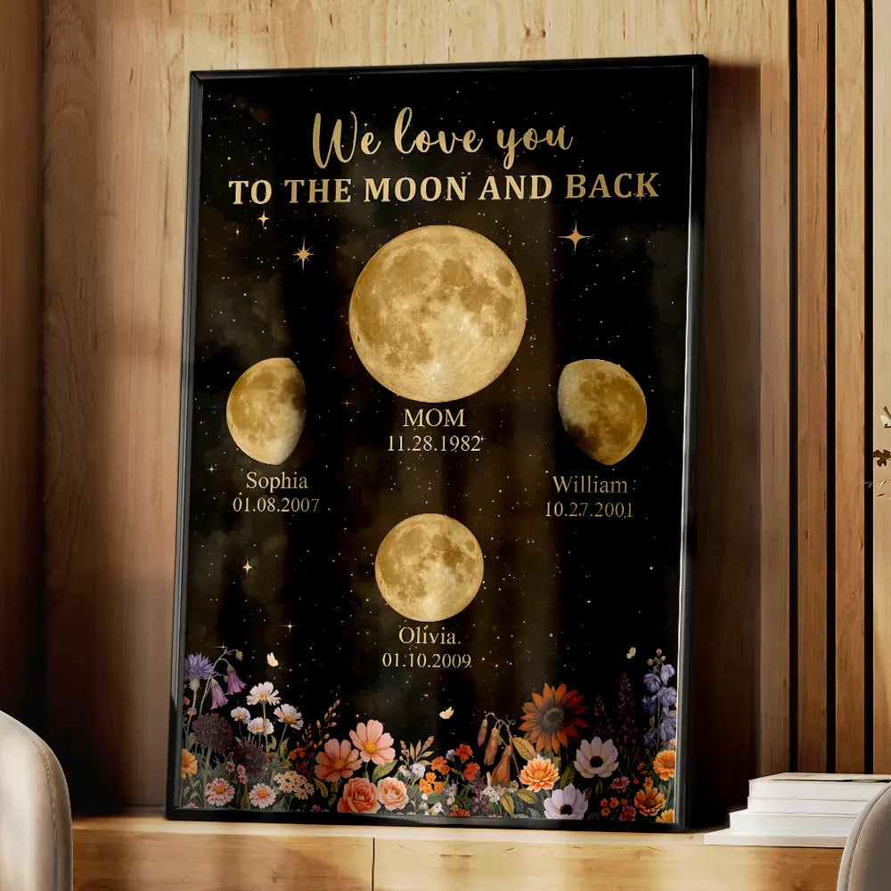 Gift For Mother,Gift For Grandma,Love - Moon Phase We Love You To The Moon And Back - Personalized Poster