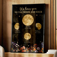 Gift For Mother,Gift For Grandma,Love - Moon Phase We Love You To The Moon And Back - Personalized Poster