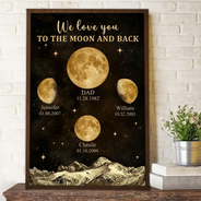 Gift For Mother,Gift For Grandma,Love - Moon Phase We Love You To The Moon And Back - Personalized Poster