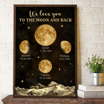 Moon Phase We Love You To The Moon And Back - Personalized Poster