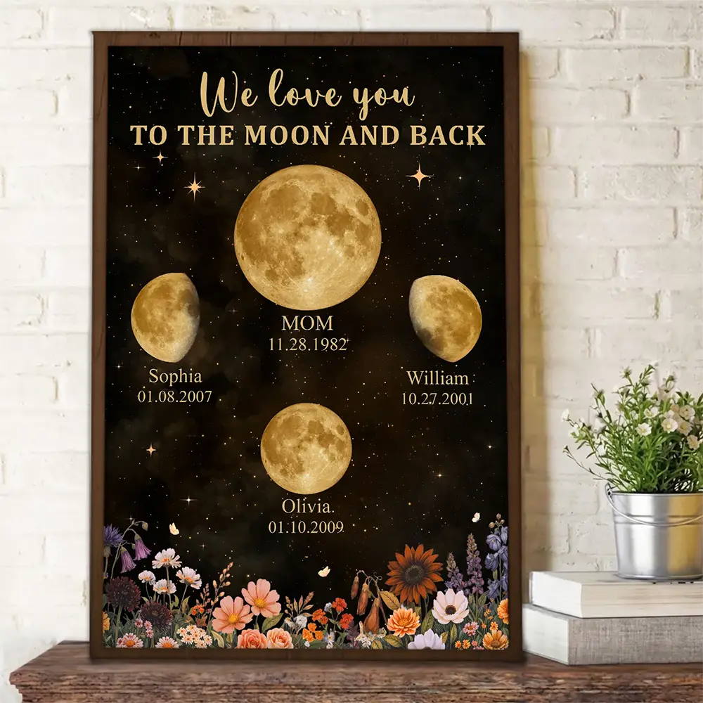 Gift For Mother,Gift For Grandma,Love - Moon Phase We Love You To The Moon And Back - Personalized Poster