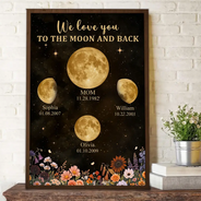 Gift For Mother,Gift For Grandma,Love - Moon Phase We Love You To The Moon And Back - Personalized Poster